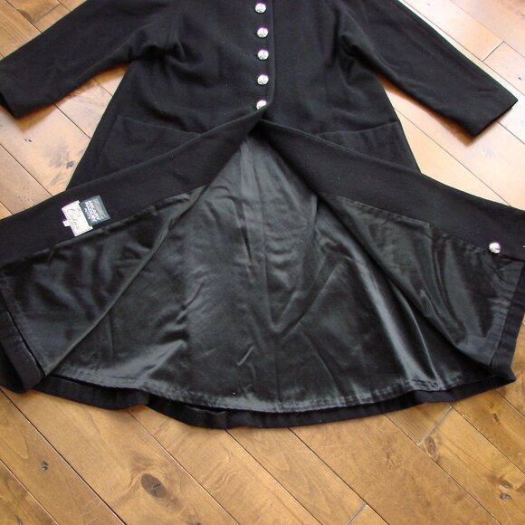 Hilary Radley Black Wool Cashmere Long Coat Dressy Silver Buttons Size Petite 6 - Picture 11 of 12